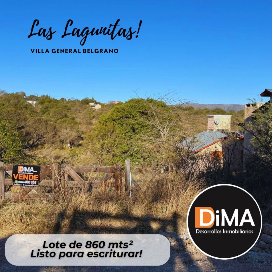 VENTA LOTE 860 mts - LAS LAGUNITAS - VILLA GENERAL BELGRANO